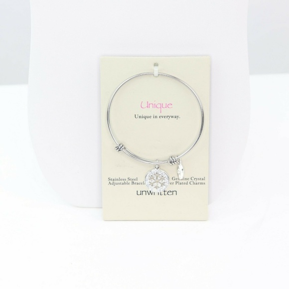 Unwritten Snowflake Crystal Charm Bangle Bracelet - Picture 1 of 4